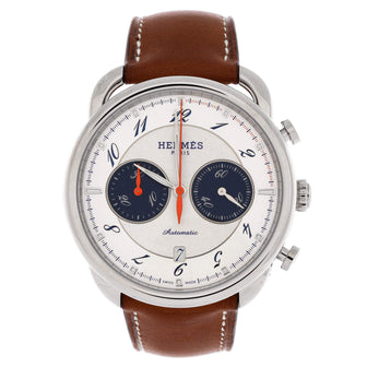 Hermes Arceau Chronograph Automatic Watch Stainless Steel and Leather 43