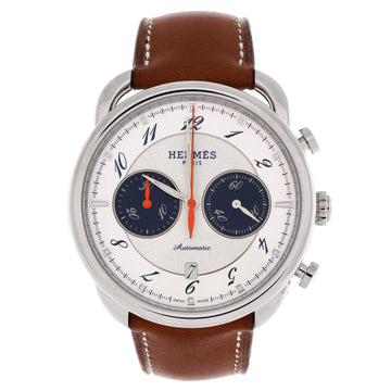 Hermes Arceau Chronograph Automatic Watch Stainless Steel and Leather 43