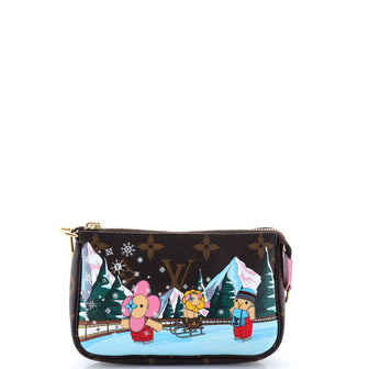 Louis Vuitton Pochette Accessoires Limited Edition Vivienne Xmas Monogram Canvas Mini