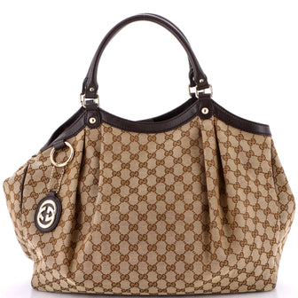 Gucci Sukey Tote GG Canvas with Leather Large