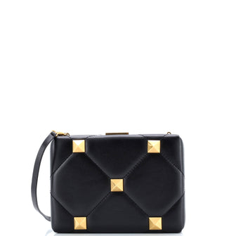 Valentino Garavani Roman Stud Minaudiere Clutch Quilted Leather