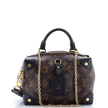 Louis Vuitton Petite Malle Souple Handbag Monogram Canvas with Leather
