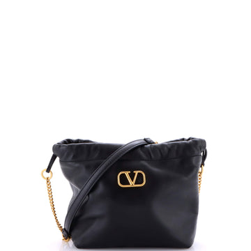 Valentino Garavani VLogo Drawstring Bucket Bag Leather Mini
