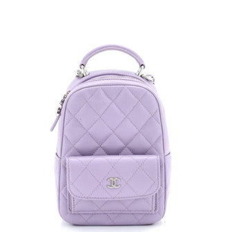 Chanel Classic CC Chain Pocket Backpack Quilted Caviar Mini