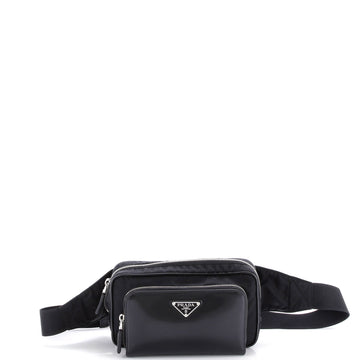 Prada Zip Around Front Pocket Belt Bag Re-Nylon with Leather