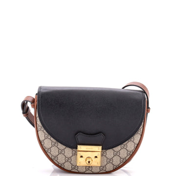 Gucci Padlock Saddle Shoulder Bag GG Coated Canvas and Leather Small