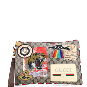 Gucci Courrier Pouch GG Coated Canvas with Applique