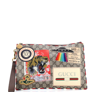 Gucci Courrier Pouch GG Coated Canvas with Applique