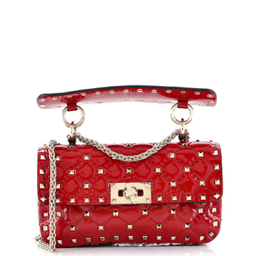 Valentino Garavani Rockstud Spike Flap Bag Quilted Patent Small