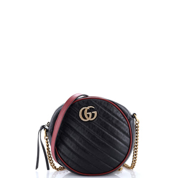 Gucci GG Marmont Round Shoulder Bag Diagonal Quilted Leather Mini