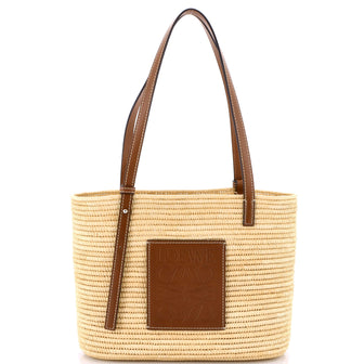 Loewe Square Basket Tote Woven Raffia Small