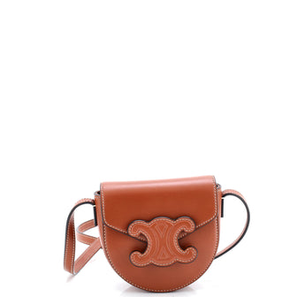 Celine Cuir Triomphe Besace Flap Bag Leather Mini