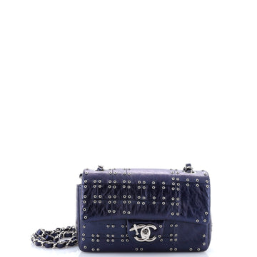 Chanel Airlines Classic Single Flap Bag Grommet Studded Calfskin Mini