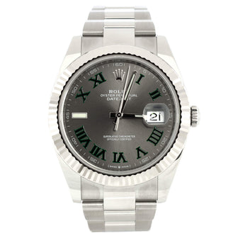 Rolex Oyster Perpetual Datejust Wimbledon Automatic Watch Stainless Steel and White Gold 41