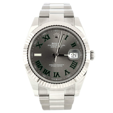 Rolex Oyster Perpetual Datejust Wimbledon Automatic Watch Stainless Steel and White Gold 41