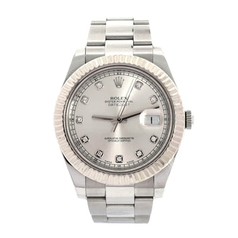 Rolex Oyster Perpetual Datejust II Automatic Watch Stainless Steel and White Gold with Diamond Markers 41