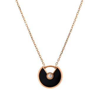 Cartier Amulette de Cartier Pendant Necklace 18K Rose Gold with Onyx and Diamond XS