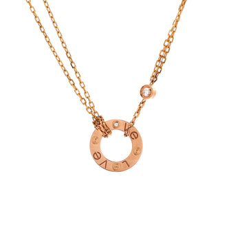 Cartier 2 Diamonds Love Pendant Necklace 18K Rose Gold and Diamonds