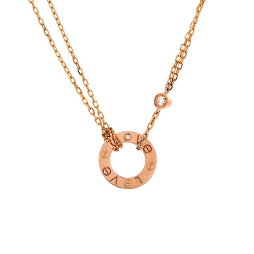 Cartier 2 Diamonds Love Pendant Necklace 18K Rose Gold and Diamonds