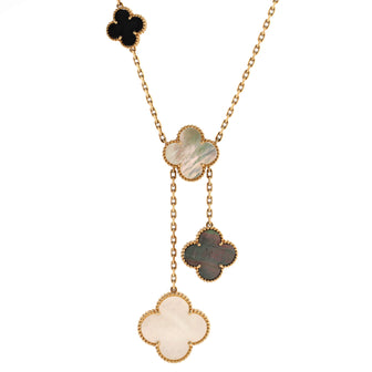 Van Cleef & Arpels Magic Alhambra 6 Motifs Necklace 18K Yellow Gold and Mother of Pearl with Onyx