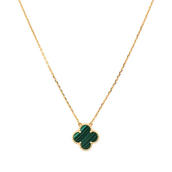Van Cleef & Arpels Vintage Alhambra Pendant Necklace 18K Yellow Gold and Malachite