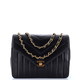 Chanel Vintage Envelope Flap Bag Chevron Lambskin Small
