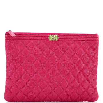 Chanel Boy O Case Clutch Quilted Caviar Medium