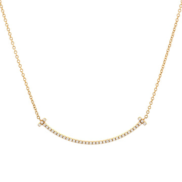 Tiffany & Co. T Smile Pendant Necklace 18K Yellow Gold and Diamonds Small