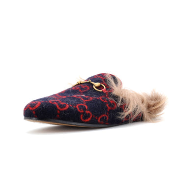 Gucci Women's Princetown Mules GG Wool with Lamb Hair