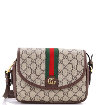Gucci Ophidia Flap Shoulder Bag GG Coated Canvas with Leather Small