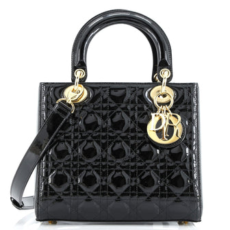 Christian Dior Lady Dior Bag Cannage Quilt Patent Medium