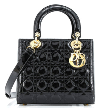Christian Dior Lady Dior Bag Cannage Quilt Patent Medium