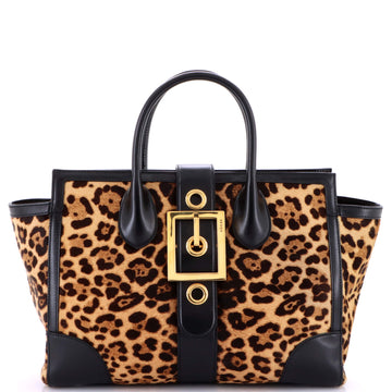 Gucci Lady Buckle Top Handle Bag Printed Pony Hair Medium
