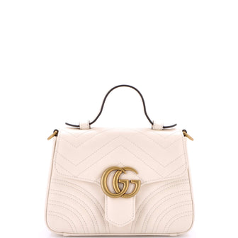 Gucci GG Marmont Top Handle Flap Bag Matelasse Leather Mini