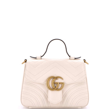 Gucci GG Marmont Top Handle Flap Bag Matelasse Leather Mini