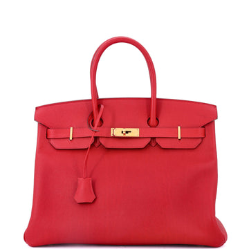 Hermes Birkin Handbag Red Epsom with Gold Hardware 35