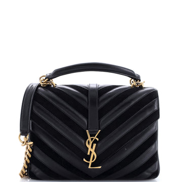 Saint Laurent Classic Monogram College Bag Matelasse Chevron Leather and Suede Medium
