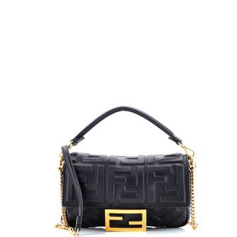 Fendi Baguette NM Bag Zucca Embossed Leather Mini