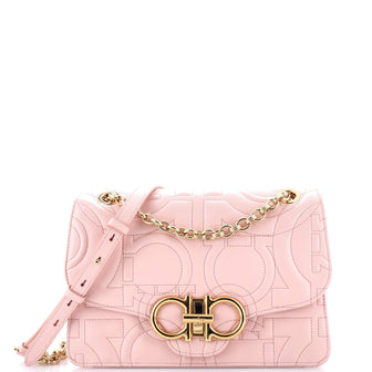 Salvatore Ferragamo Gancini Turnlock Flap Bag Gancini Quilted Leather Medium