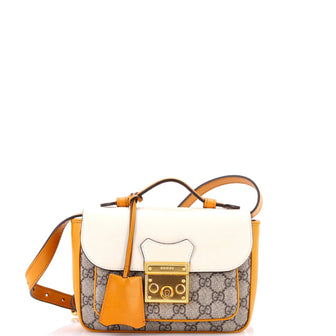 Gucci Padlock Front Pocket Flap Shoulder Bag GG Coated Canvas and Leather Mini