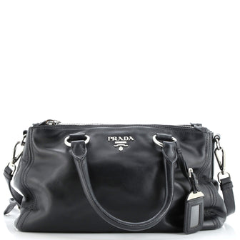 Prada Double Zip Convertible Tote Soft Calf Medium
