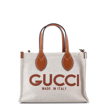 Gucci Logo Shopper Tote Printed Canvas Small