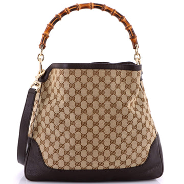 Gucci Diana Bamboo Shoulder Bag GG Canvas Medium