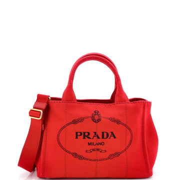 Prada Canapa Convertible Shopping Tote Canvas Small