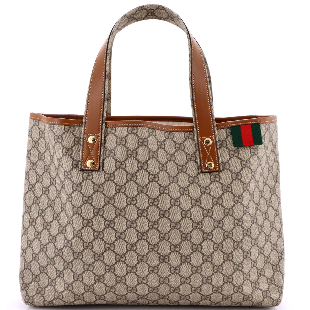Gucci Web Loop Tote GG Coated Canvas Medium Brown 36081231
