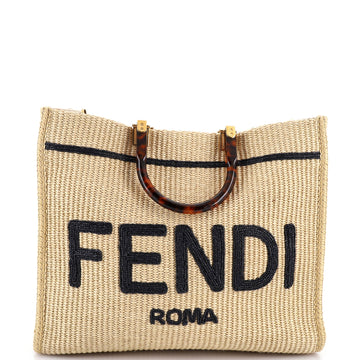 Fendi Sunshine Shopper Tote Woven Raffia Medium