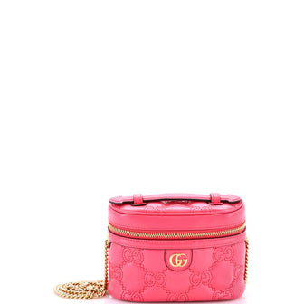 Gucci Top Handle Vanity Chain Bag GG Matelasse Leather Mini