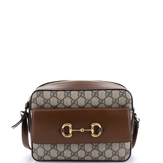 Gucci Horsebit 1955 Flap Pocket Camera Bag GG Coated Canvas and Leather Small
