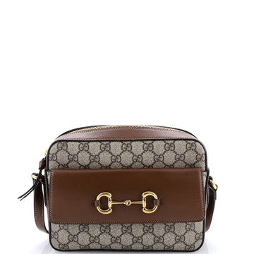 Gucci Horsebit 1955 Flap Pocket Camera Bag GG Coated Canvas and Leather Small