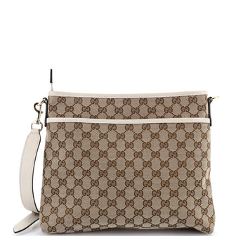 Gucci Flat Messenger Bag GG Canvas Medium
